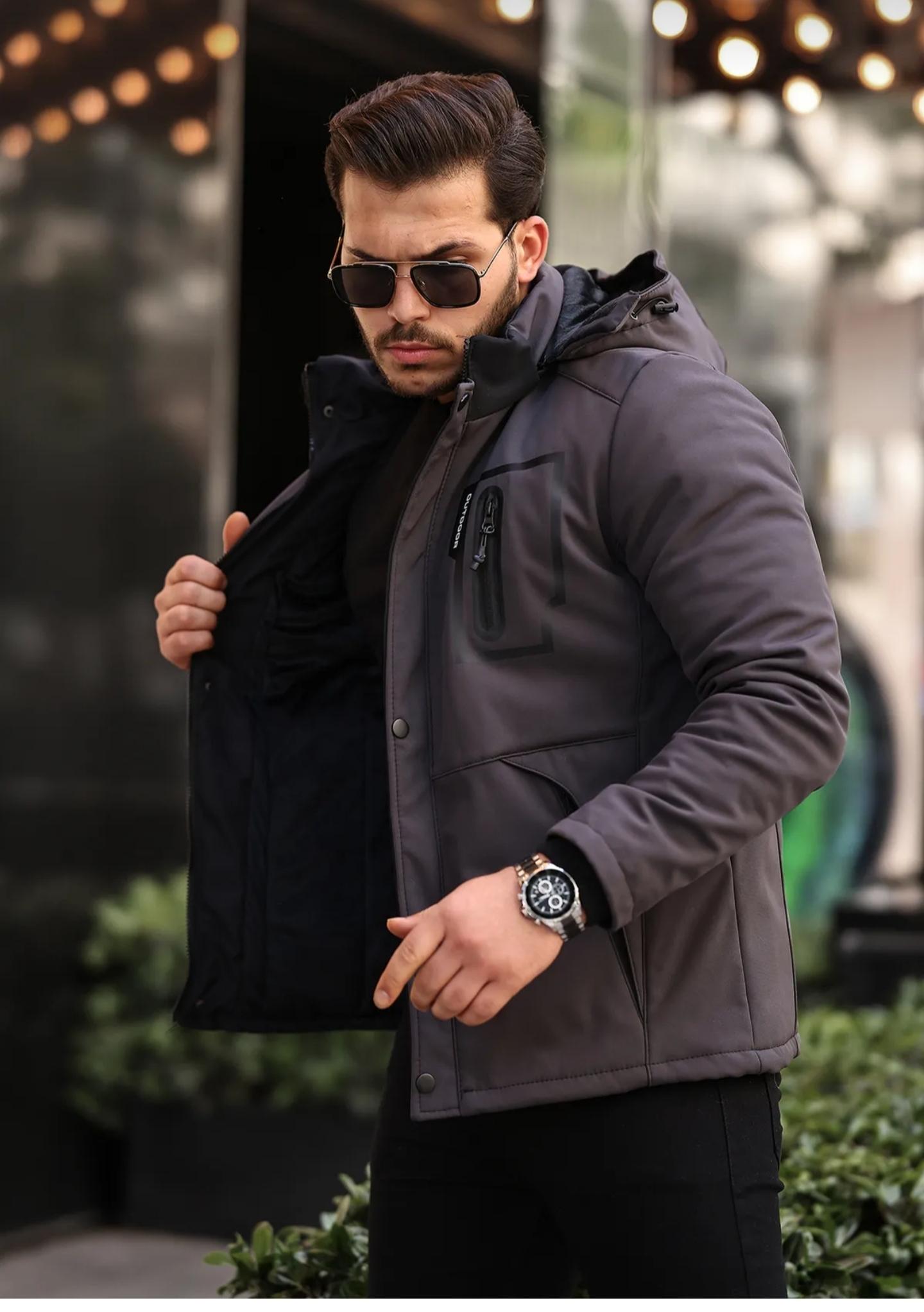 Outdoor%20Su,Soğuk,Rüzgar,Yağmur%20Geçirmez%20Elyaf%20İçi%20Kürklü%20Softshell%20Dağcı,Kampcı,Kayakcı%20Erkek%20Montu