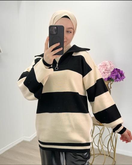 Fermuarlı Boğazlı Ara Boy Kazak