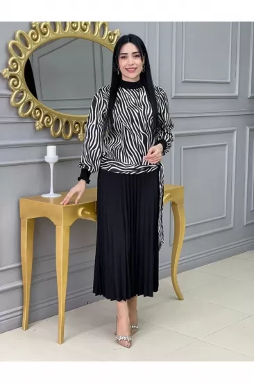 Zebra Desen Pilise Etekli Ikili Takım