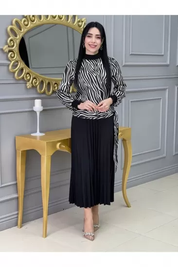 Zebra Desen Pilise Etekli Ikili Takım