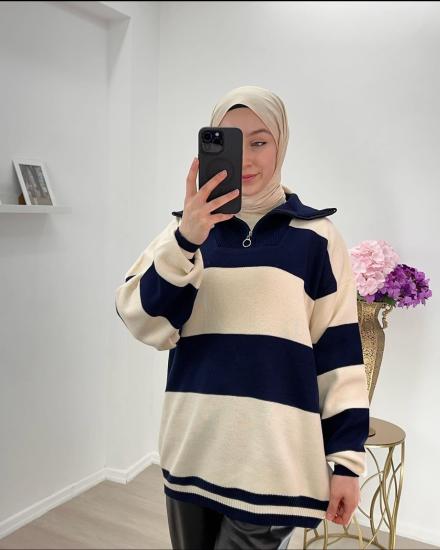 Fermuarlı Boğazlı Ara Boy Kazak
