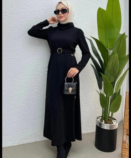 YANDAN DÜĞMELİ TRİKO ELBİSE