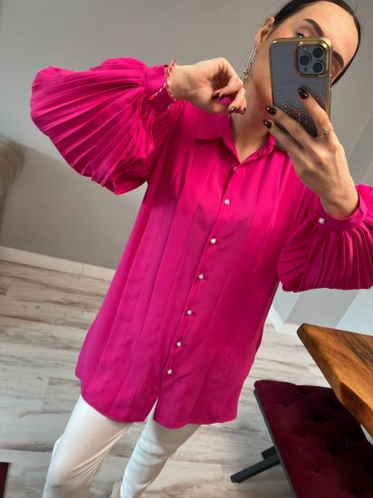 Kristal Kumaş Pilise Kol Ara Boy Gömlek