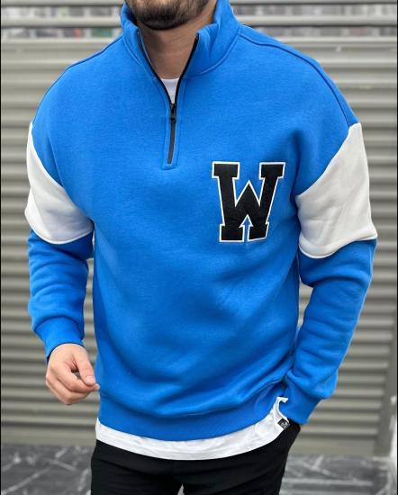 Yarım Fermuar Detaylı Oversize Kesim Üç İplik Sweat