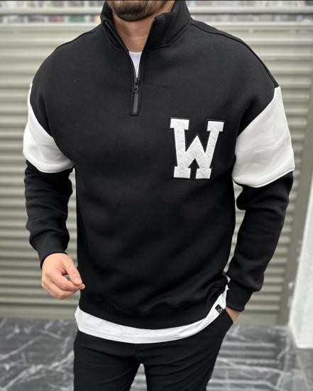 Yarım Fermuar Detaylı Oversize Kesim Üç İplik Sweat