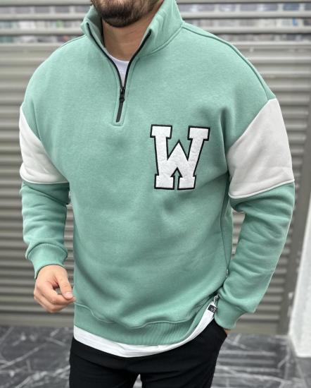 Yarım Fermuar Detaylı Oversize Kesim Üç İplik Sweat